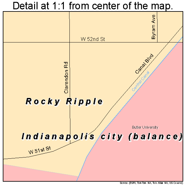 Rocky Ripple, Indiana road map detail