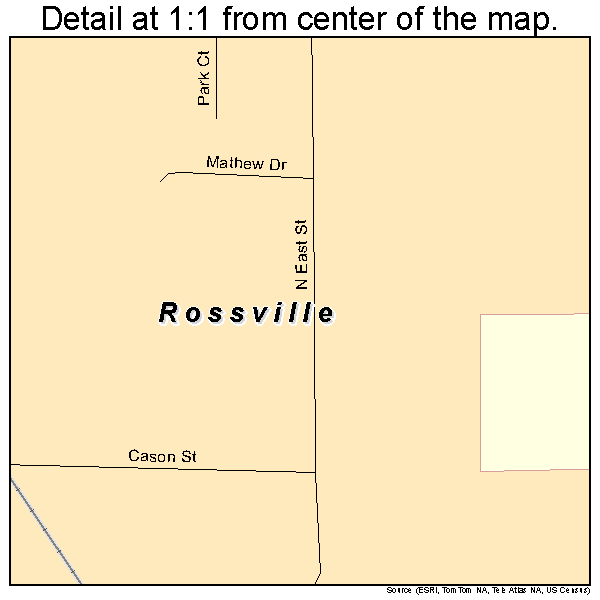 Rossville, Indiana road map detail
