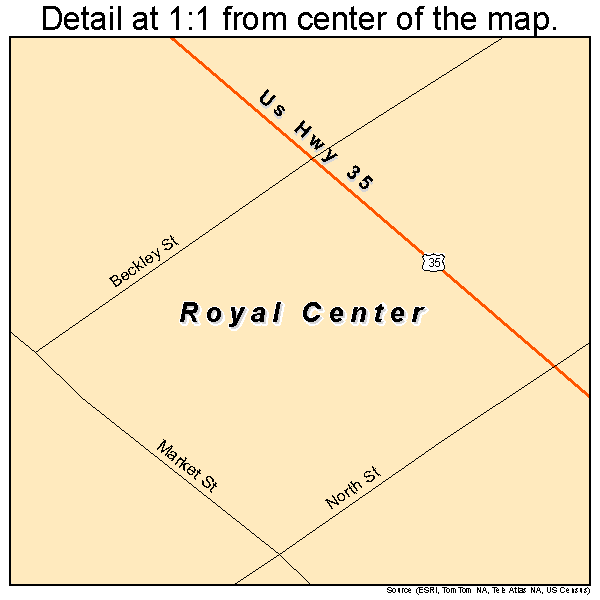 Royal Center, Indiana road map detail