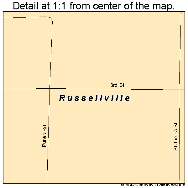 Russellville, Indiana road map detail