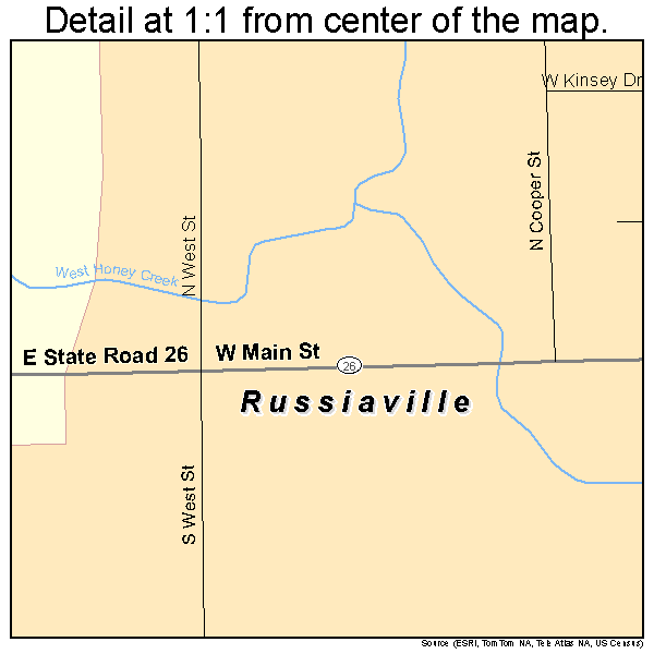 Russiaville, Indiana road map detail