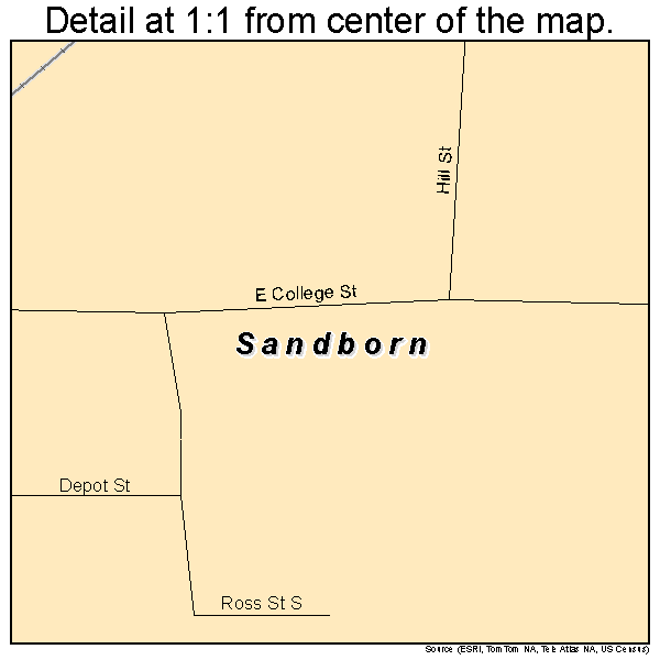 Sandborn, Indiana road map detail