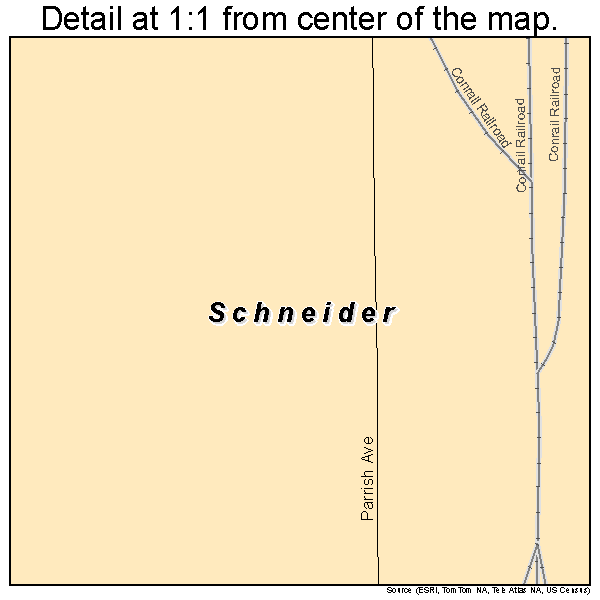 Schneider, Indiana road map detail