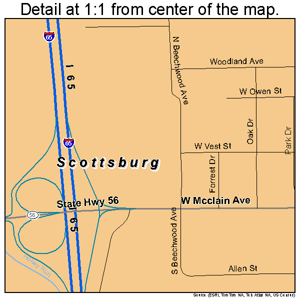 Scottsburg, Indiana road map detail