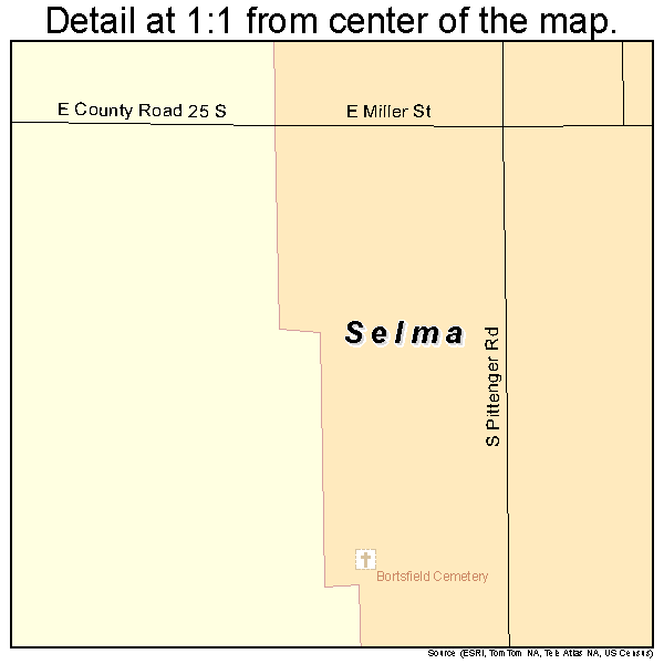 Selma, Indiana road map detail