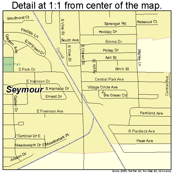 Seymour, Indiana road map detail