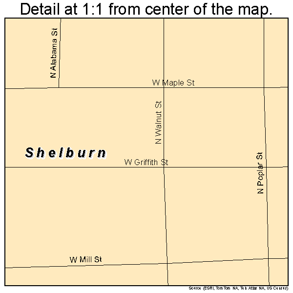 Shelburn, Indiana road map detail