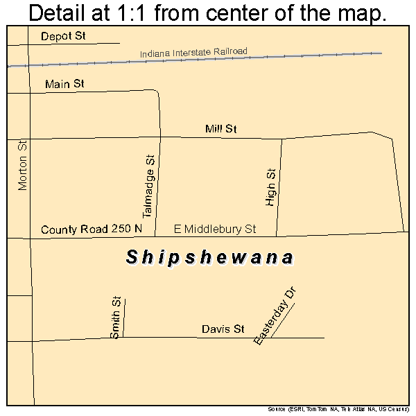 Shipshewana, Indiana road map detail