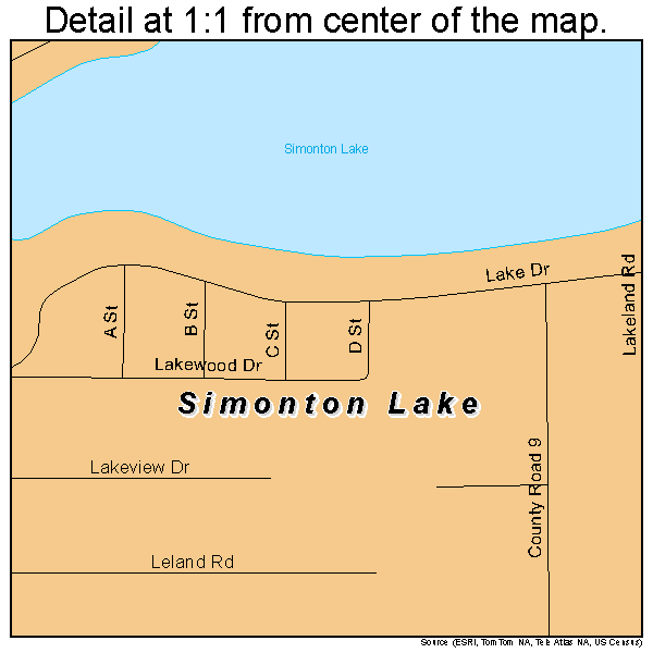 Simonton Lake, Indiana road map detail
