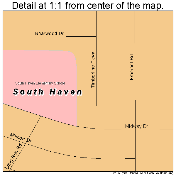 South Haven, Indiana road map detail