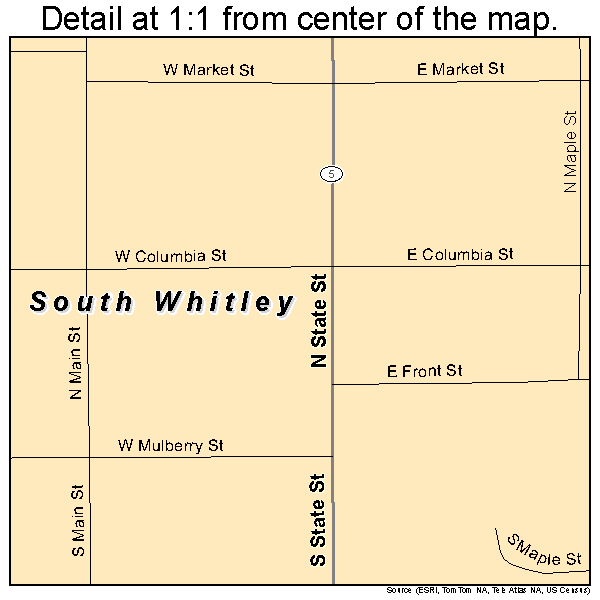 South Whitley, Indiana road map detail
