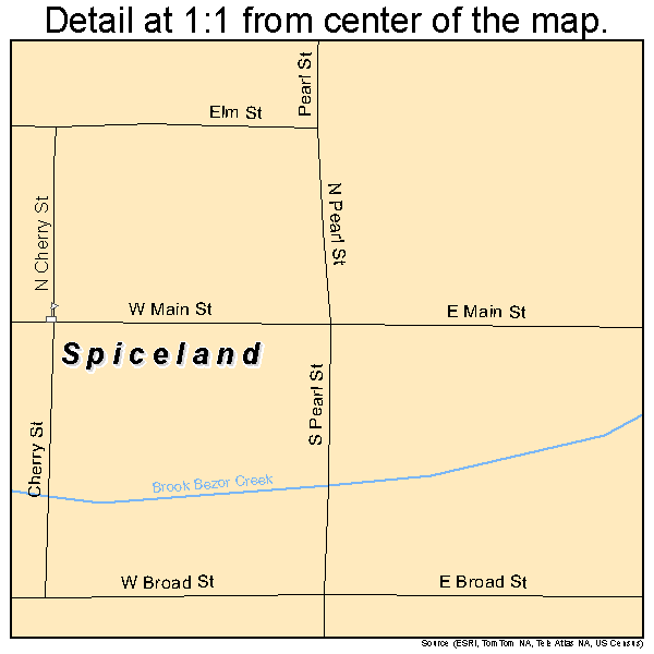 Spiceland, Indiana road map detail