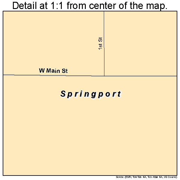 Springport, Indiana road map detail