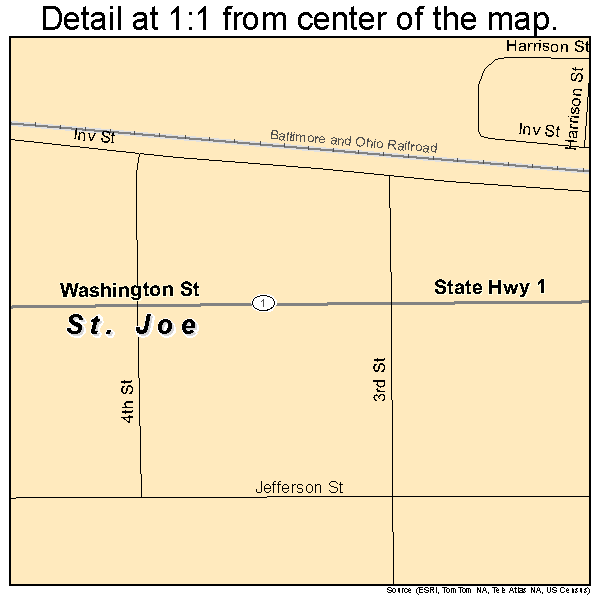 St. Joe, Indiana road map detail