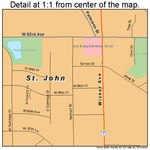St. John, Indiana road map detail
