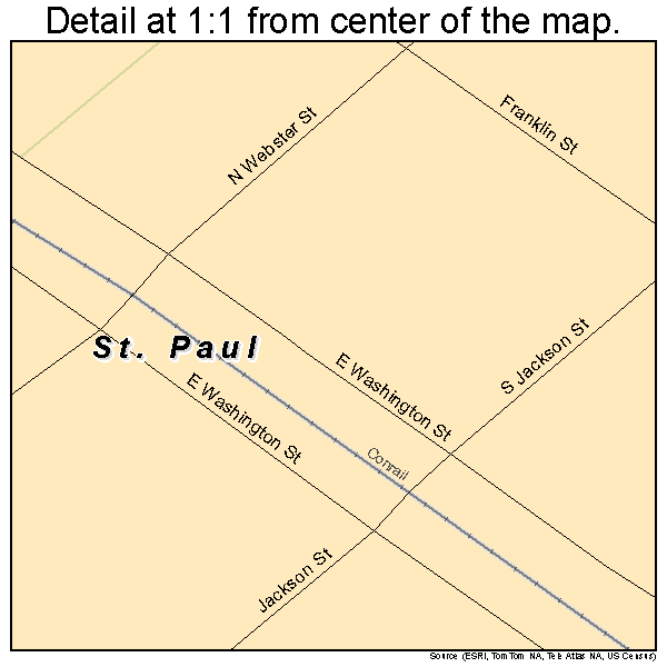 St. Paul, Indiana road map detail