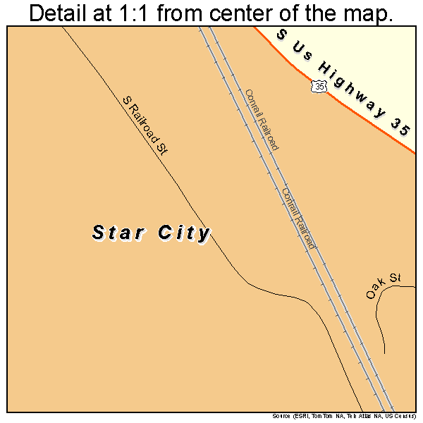 Star City, Indiana road map detail