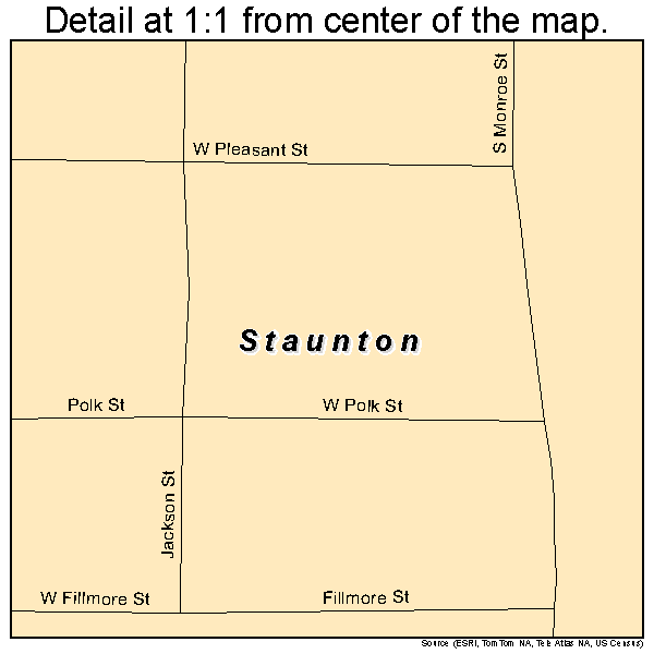 Staunton, Indiana road map detail