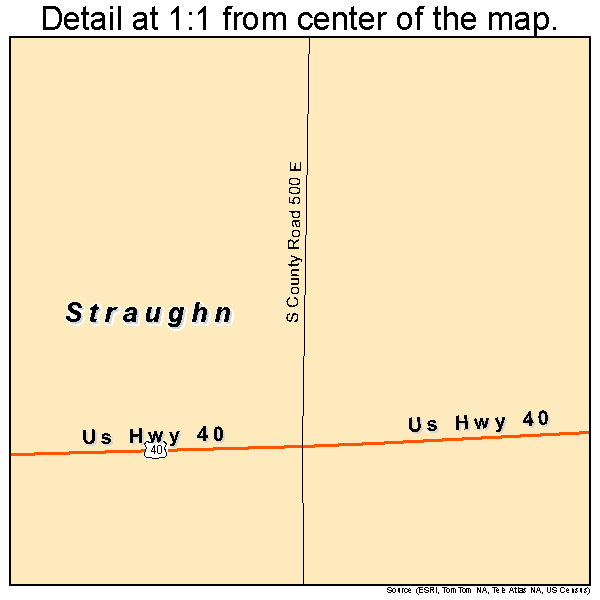 Straughn, Indiana road map detail