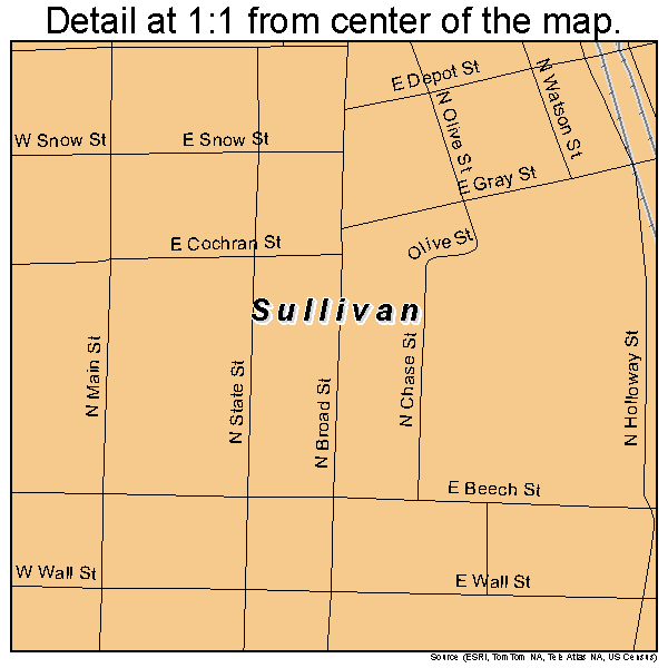 Sullivan, Indiana road map detail