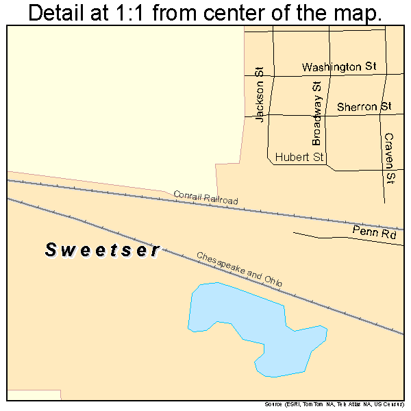 Sweetser, Indiana road map detail