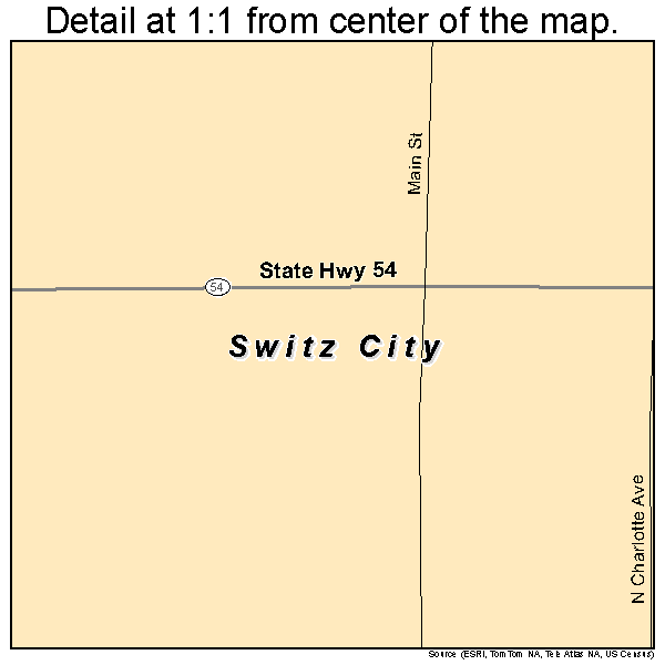 Switz City, Indiana road map detail