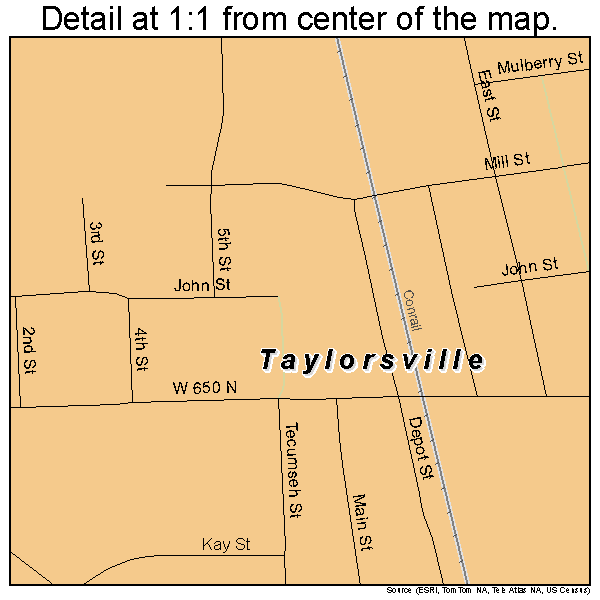Taylorsville, Indiana road map detail