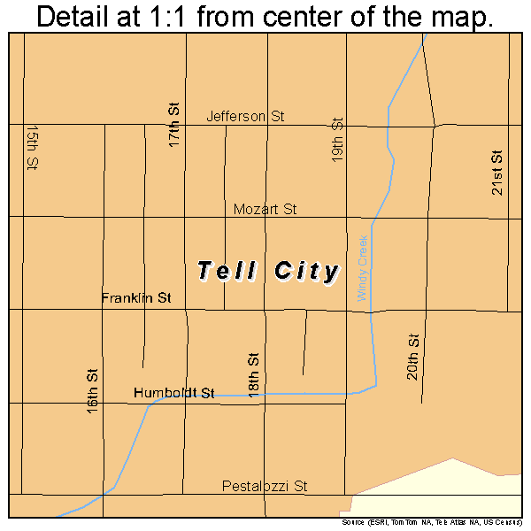 Tell City, Indiana road map detail