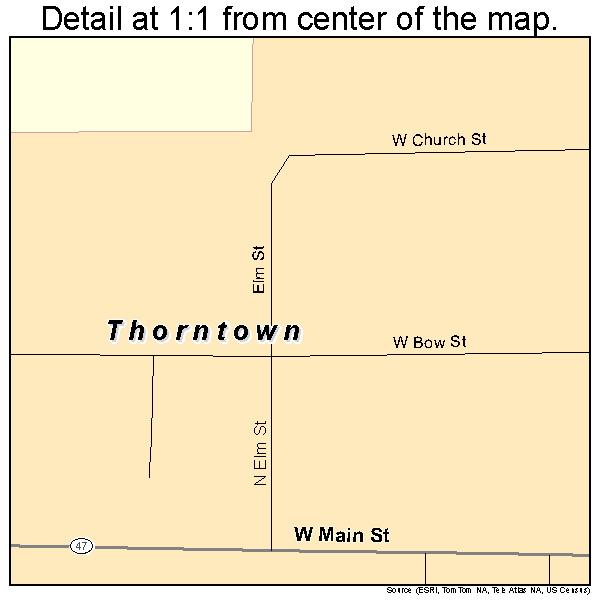 Thorntown, Indiana road map detail