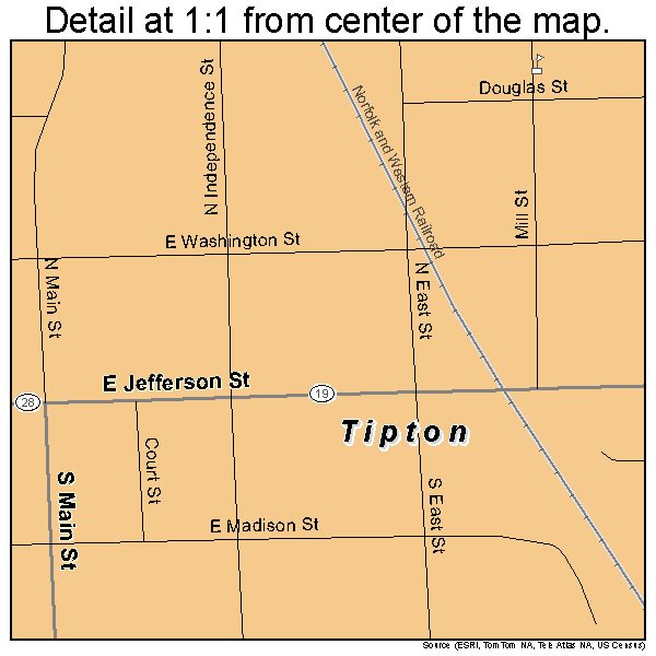 Tipton, Indiana road map detail