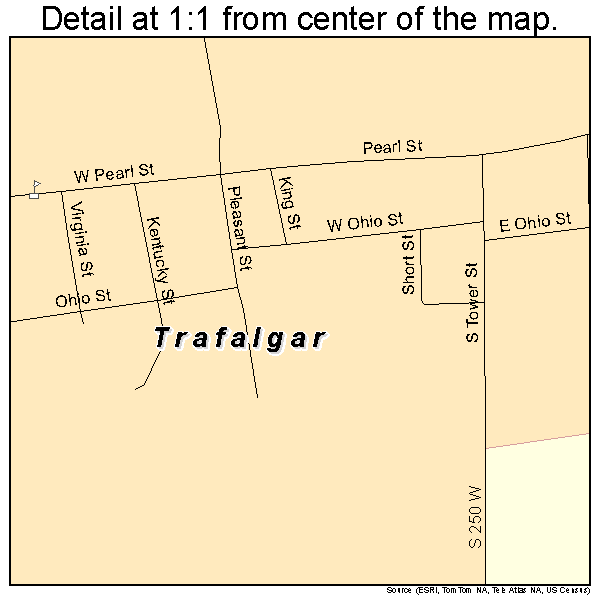 Trafalgar, Indiana road map detail