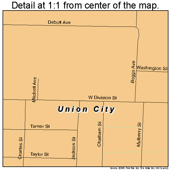 Union City, Indiana road map detail