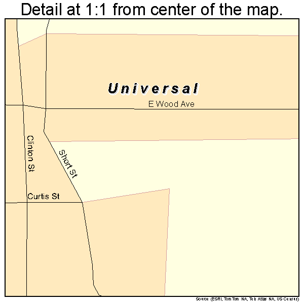 Universal, Indiana road map detail