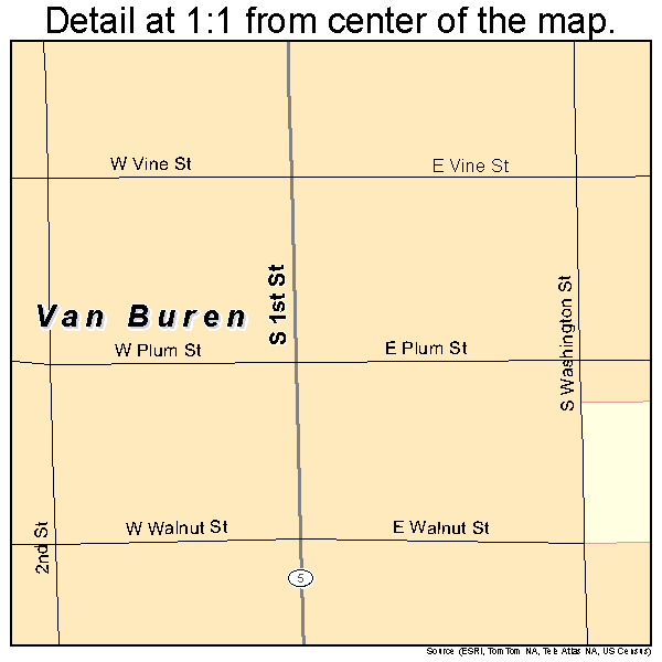 Van Buren, Indiana road map detail