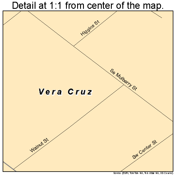 Vera Cruz, Indiana road map detail