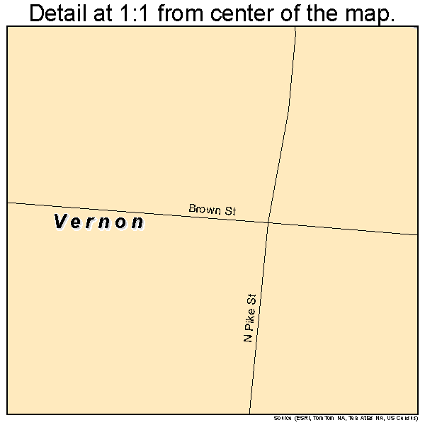 Vernon, Indiana road map detail