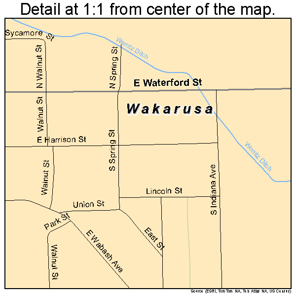 Wakarusa, Indiana road map detail