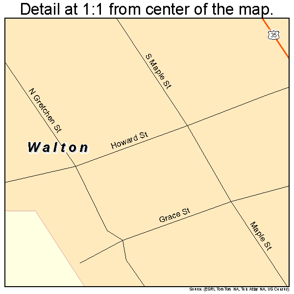 Walton, Indiana road map detail