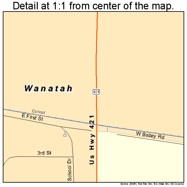 Wanatah, Indiana road map detail