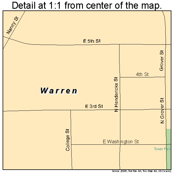 Warren, Indiana road map detail