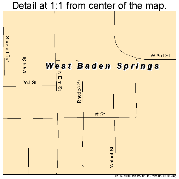 West Baden Springs, Indiana road map detail