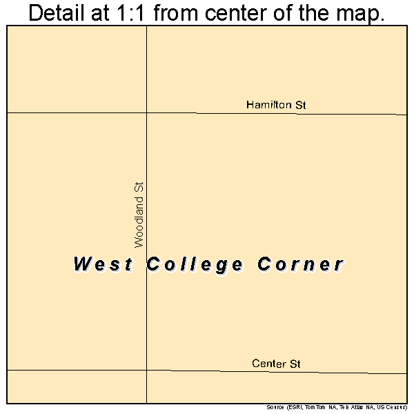 West College Corner, Indiana road map detail