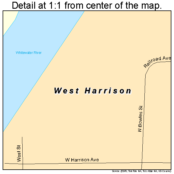 West Harrison, Indiana road map detail