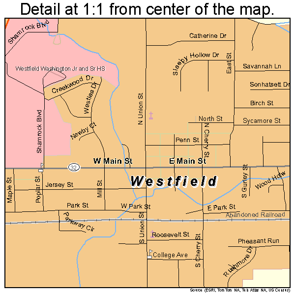Westfield, Indiana road map detail