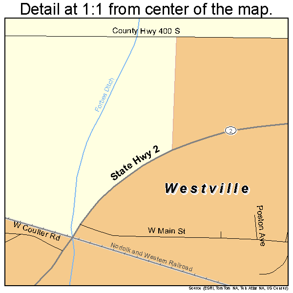 Westville, Indiana road map detail