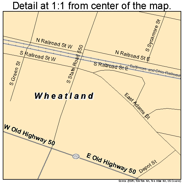 Wheatland, Indiana road map detail
