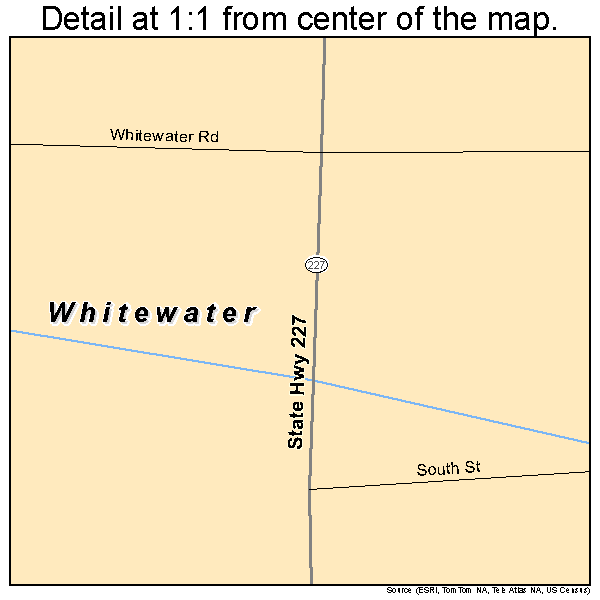 Whitewater, Indiana road map detail