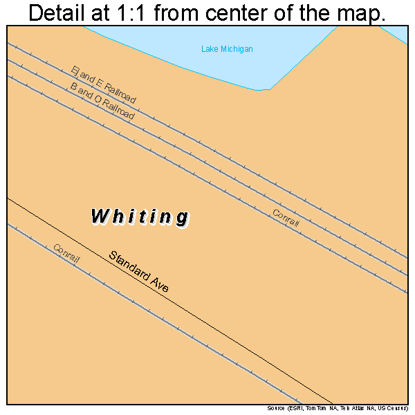 Whiting, Indiana road map detail