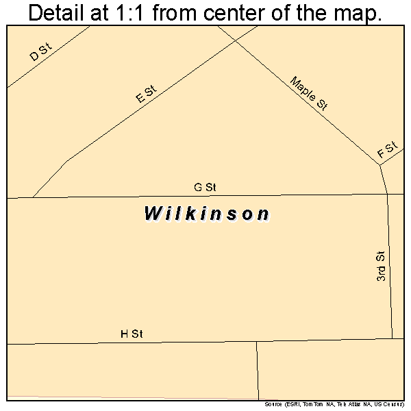 Wilkinson, Indiana road map detail