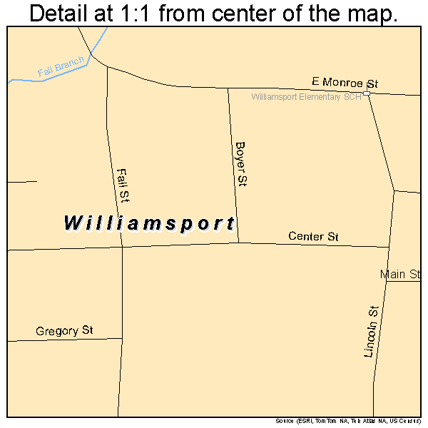 Williamsport, Indiana road map detail